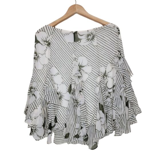 NWT Ralph Lauren Floral Striped Olive Green Mini Skirt - sz 8 - Picture 2 of 7